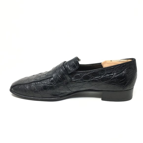 Men\'s Bally Slip On Loafers Dress Shoes Size 10 Black Full Genuine Alligator main image 8
